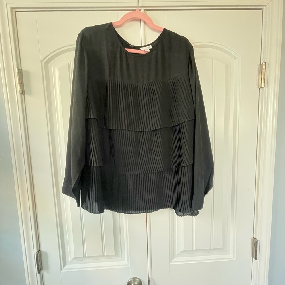 J. Jill Black Sheer Pleated Blouse 2x - Picture 4 of 7